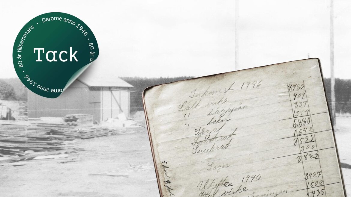 Derome firar 80 år av utveckling. Detta är kvittot på den första affären som genomfördes 1946.