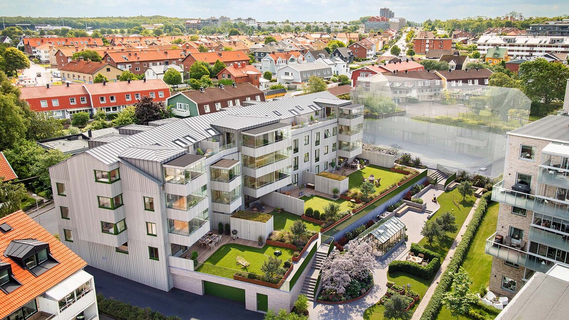 Brf. Stormgatan får gemensam innergård med orangeri och under huset byggs garage.