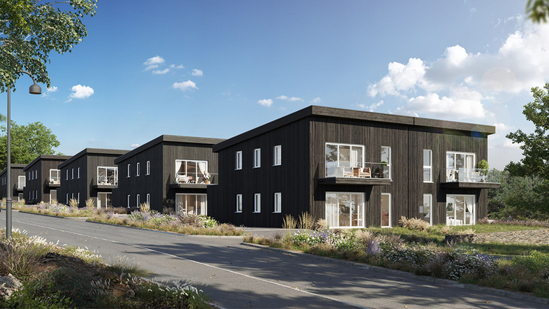 Referensprojekt  Holandsveien, tvåplanshus i byggsystemet planelement. 