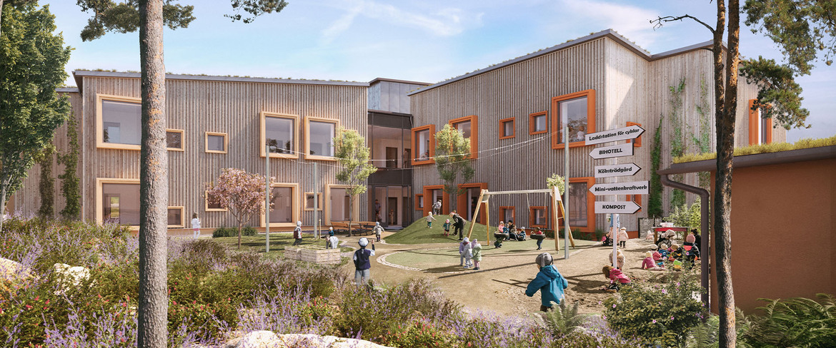 Illustrerad bild på förskolan Hoppet.