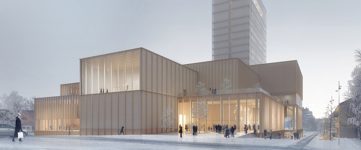 Saras kulturhus - 20 våningar byggt med trä. 